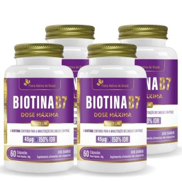 Imagem de Kit 04 Biotina B7 150% IDR 60 Caps Flora Nativa do Brasil-Unissex