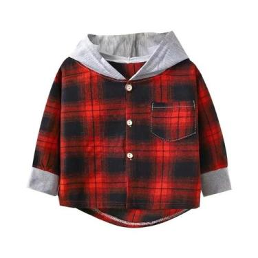 Imagem de Camisa Xadrez Infantil De Manga Comprida, Roupa Casual Para Bebês, Men