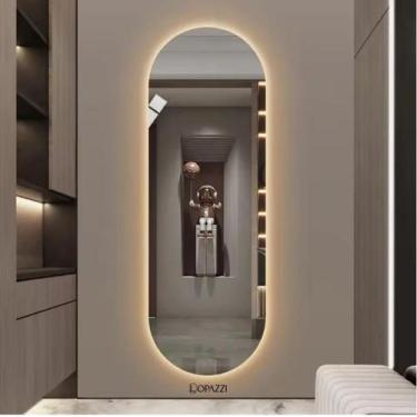 Imagem de Espelho Oval com LED 150x40cm Luz Quente e Fria Bivolt Vidro para Banh
