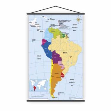 Imagem de Banner Pedagógico Escolar Mapa América do Sul 80x50cm - PlimShop
