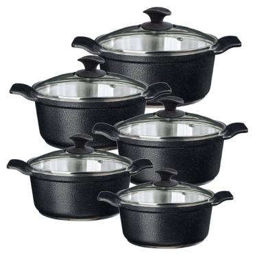 Imagem de Jogo Panela Preto Craqueado Alumínio Usinado Javali AA 16a24