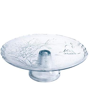 Imagem de Boleira de vidro prato bolo salgados doce com pé 32X12 cm - UTILIDADES