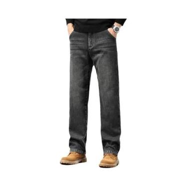 Imagem de Calças Jeans Masculinas plus Size De Inverno Com Forro De Lã, Corte Re