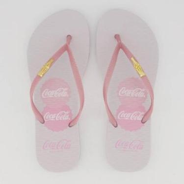 Imagem de Chinelo Coca Cola Hampton Feminino Branco e Rosa-Feminino