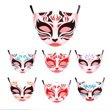 Imagem de Máscara facial Peking Opera Party, 7 peças de algodão com impressão di