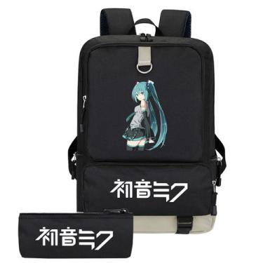 Imagem de Conjunto de mochilas Hatsune Miku Cartoon Kids School com bolsa de láp