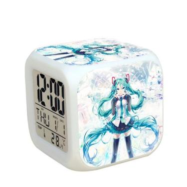 Imagem de Relógio digital LED Hatsune Miku Square com despertador de 8 cm - yiwe