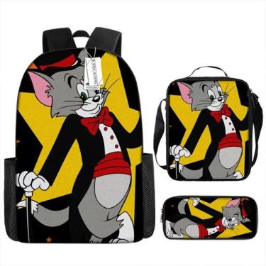 Imagem de Conjunto de 3 peças de mochila escolar Tom and Jerry Cartoon para cria