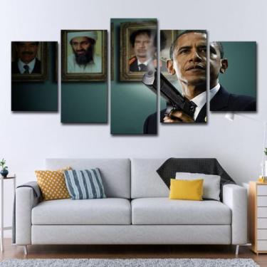 Imagem de Pôster de pintura de parede em tela Barack Obama Anime 5 painéis - yiw