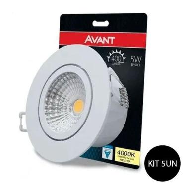 Imagem de Kit 5 Spot Led Supimpa Redondo 4000k Embutir 5w Bivolt Avant