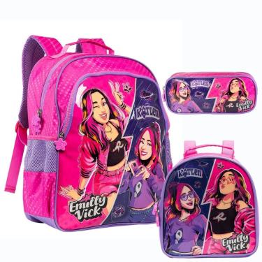 Imagem de Kit Mochila Costas 16 Lancheira Estojo EMILLY VICK - Xeryus-Unissex