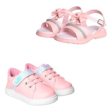 Imagem de Kit Sandalia Infantil Menina Strass Tenis Anatomico Leve - Mimoflex, R