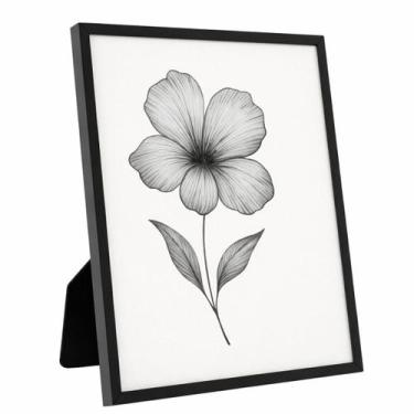 Imagem de Kit Porta Retrato De Metal Com Vidro Luxo Preto Grande 20x25 Cm Espelh