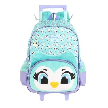 Imagem de Mochila Rodinhas Coruja Alça Up4you Escolar Infantil Verde Menina Luxcel