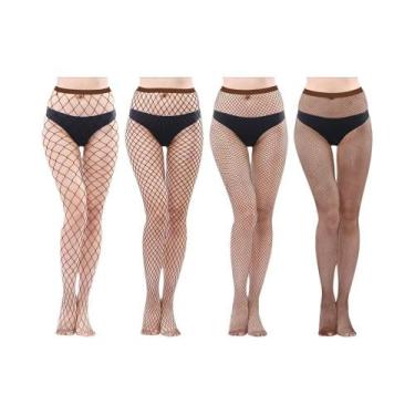 Imagem de Meias De Rede Super Elásticas Para Mulheres, 4 Peças, Meias De Rede Gó