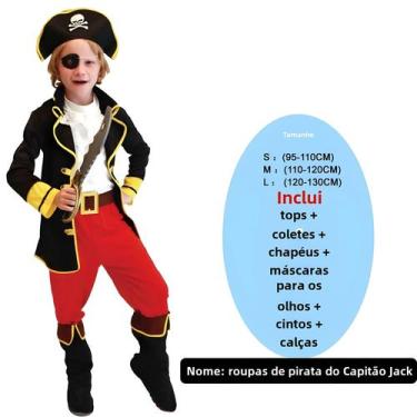 Imagem de Traje de Pirata Infantil para Meninos - Fantasia Capitão Jack Sparrow 
