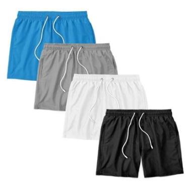 Imagem de Kit 4 Shorts Bermuda Masculino Tactel Liso Praia Academia-Masculino