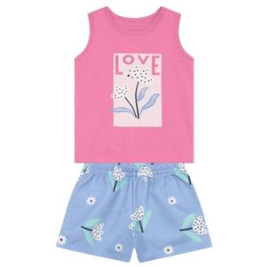 Imagem de Conjunto infantil menina estampa flores com glitter Brandili-Feminino