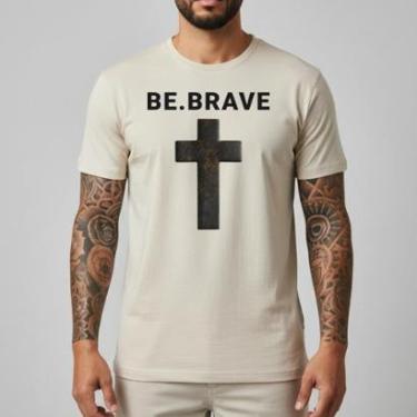 Imagem de Camiseta Masculina Algodão Penteado Estampa Cruz Casual Lifestyle Sport Conforto Camisa Basica-Masculino