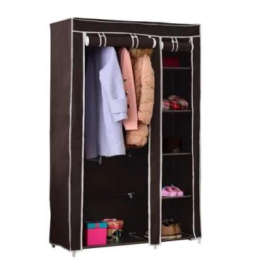 Imagem de Guarda Roupa Closet Portátil Cabideiro Organizador 4 Prateleiras Marrom Yeet
