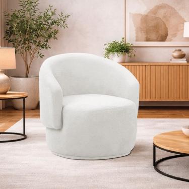 Imagem de Poltrona Decorativa Sala De Estar Recepção Jasmine Bouclé Branco
