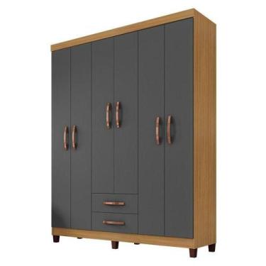 Imagem de Guarda Roupa Casal Modena Com Espelho 6 Portas E Cômoda Sapateira Cann