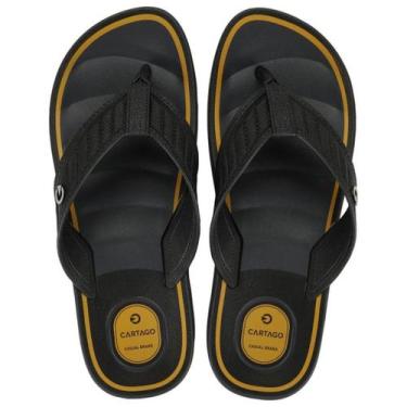 Imagem de Chinelo masculino cartago durban 12640, Preto amarelo, 42