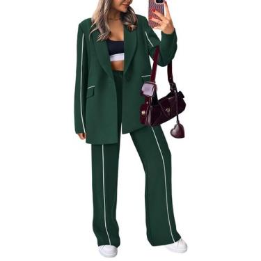 Imagem de Conjunto PRETTYGARDEN Blazer Oversized Verde Escuro Calça Pantalona Ta
