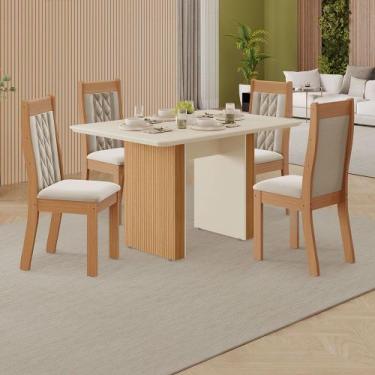 Imagem de Conjunto de Sala de Jantar Analice 1,20 com 4 Cadeiras 100 MDF - MH Mó