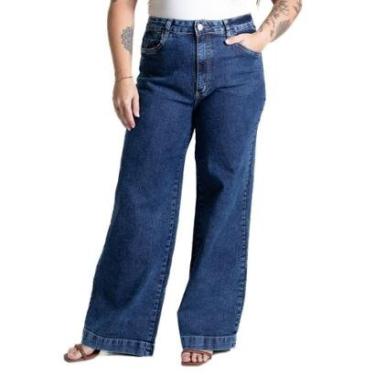 Imagem de Calça Jeans Sawary Plus Size Wide Leg - 282102 - Azul 52-Feminino