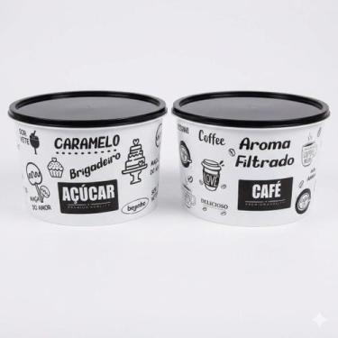 Imagem de Kit 2 Potes Organizadores Açúcar Café 2l Decorado Retro - UZY