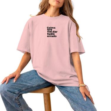 Imagem de Blusa Feminina Plus Size Algodão Casual Estampada Logo Pequena Confortável Estilosa Calma-Feminino