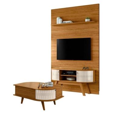 Imagem de Estante Home Theater com Bancada Silverstone e Mesa de Centro Indianápolis Naturale Off White – Madetec