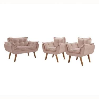 Imagem de Kit Poltronas 1 Namoradeira e 2 Poltronas Cappuccino - D SALLA