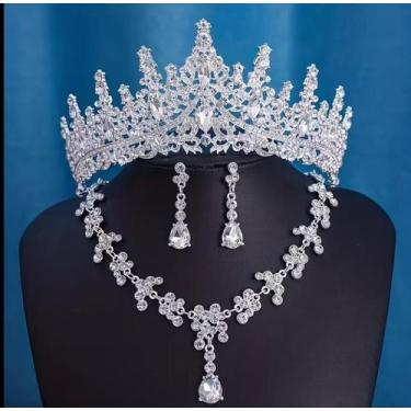 Imagem de Conjunto Tiara+ Colar + Brincos Noiva Debutante - Luaserena