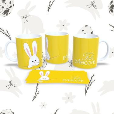 Imagem de Caneca Páscoa 7 para Bebidas Quentes e Frias em Porcelana Decorada Compatível com Micro...