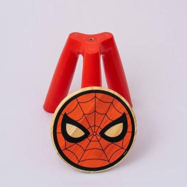 Imagem de Banqueta Infantil Mini Banqueta Homem Aranha Vermelho Polietileno Assento Madeira Globa...