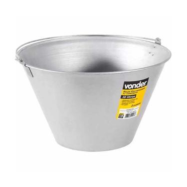 Imagem de Balde para Concreto Balde Metálico Concreto 10 Litros para Construção Civil com Alça Lateral Galvanizado Prata Vonder