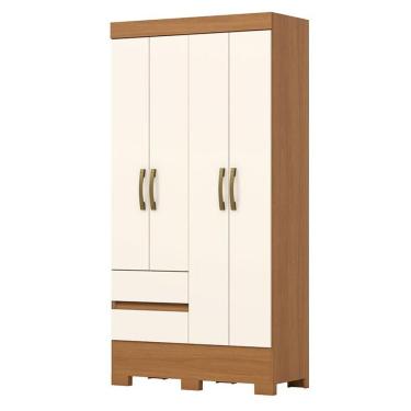 Imagem de Guarda Roupa Solteiro 04 Portas 02 Gavetas Itaquera Bs02 Cinamomo Off White - Henn - Briz