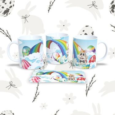 Imagem de Caneca de Porcelana Páscoa 49 para Bebidas 325ML Decorada Temática Compatível micro-ond...