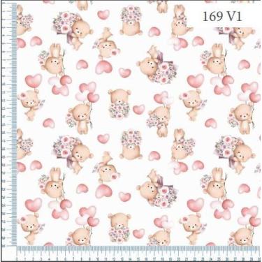 Imagem de Tecido Tricoline Digital - Ursinha e Balões - Ibirapuera - 50 cm x 150