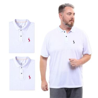 Imagem de Kit 3 Camisa Polo Masculina Plus Size Piquet Algodão Leve
