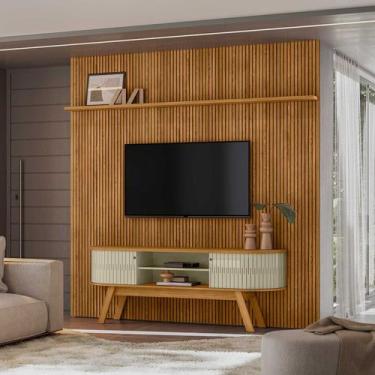 Imagem de Conjunto Rack e Painel Ripado para TV New Laguna Linha Arco Madetec - 