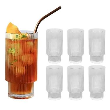 Imagem de Kit 6 Copos De Vidro Canelado Grafiatto Alto Água 310ml - CLICK HOUSE