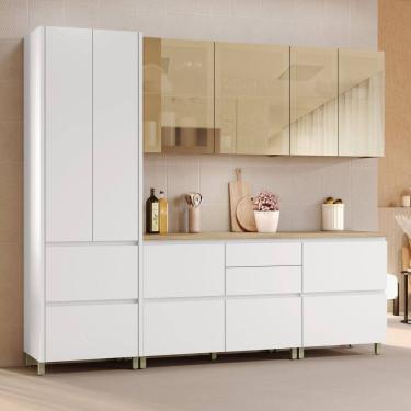 Imagem de Cozinha Rainha 5 Peças 8 Portas Reflecta 100% Mdf Marrom Branco
