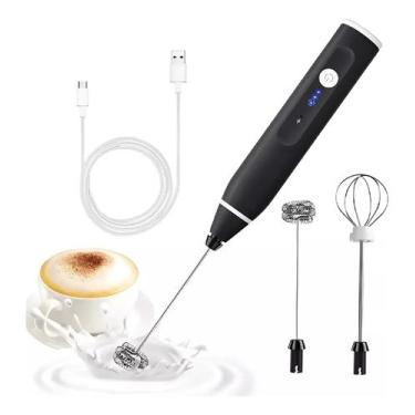 Imagem de Mixer Misturador de Bebidas Portátil USB Bivolt com Batedor Fouet Aço 