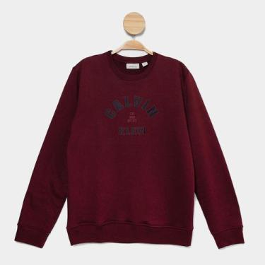 Imagem de Moletom Infantil Calvin Klein Varsity Menino, Bordô, 16A