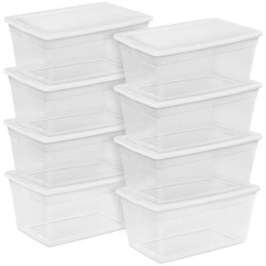 Imagem de Caixa Organizadora Sterilite Plástica Transparente Empilhável 90 Quart