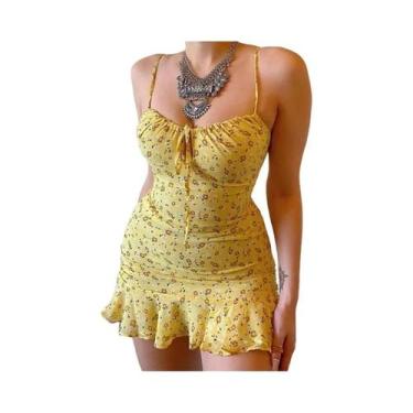 Imagem de Feminino sexy casual casa pequeno floral camisola vestido verão saia c