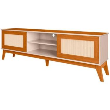 Imagem de Rack para TV até 75" 2 Portas EDN Móveis Andros, Off White e Cedro